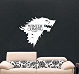 Game of Thrones Autocollant mural en vinyle avec inscription Winter is Coming Stark House et raclette de pose, noir foncé, ...