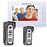 Gamwater 17,8 cm interphone vidéo Sonnette Intercom kit 2 pcs Caméras avec 1-monitor Vision de nuit filaire 2 pcs câble de 10 m