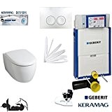 Geberit Kombifix Plus prétexte Élément Up 320, Keramag Icon WC réservoir sans marge Kit complet + Couvercle à abaissement automatique ...