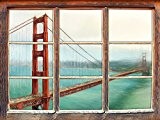 Golden Gate Bridge à San Francisco Art effet de crayon Fenêtre en 3D look, mur ou format vignette de la ...