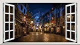 Harry Potter diagon Alley 3D Magic fenêtre v0101 Sticker mural autocollant Art Poster Taille 1000 mm x 600 mm (L)
