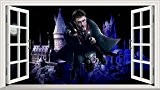 Harry Potter Poudlard Château 3D Magic fenêtre v0102 Sticker mural autocollant Art Poster Taille 1000 mm x 600 mm (L)