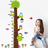 Height Chart wall Sticker Kid's Growth Chart wall decal Measure Wall Sticker Owl and Monkey Tree Removable for nursery Deoration ...