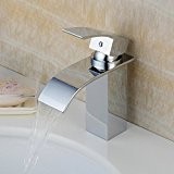 Hiendure® Mélangeur de lavabo Haut Ryo, chromé robinet d'évier cascade salle de bains