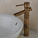 Hiendure® Mélangeur de lavabo Robinet d'évier en laiton antique Finition salle de bains - bambou forme