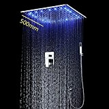 hm® Ensemble de douche 20 pouces carré LED lumière système de tête pluie/douche avec robinet de douche et douchette