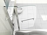 HNNHOME - Verre 6mm panneau double style voile pivot 180° avec support serviette et plateau baignoire douche