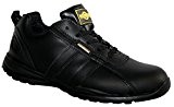 Holman Chaussures de sécurité légères à lacets avec couvre-orteils en acier pour homme - noir - cuir noir, 44