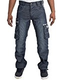 Hommes Coupe Standard Résistant Travail Cargo Combat Utilitaire Jeans Pantalon - Bleu, 38 - standard