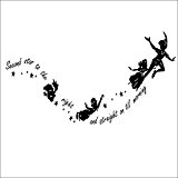 Hotportgift Children's Fairy Tale Little Flying Man Peter Pan Second Star To The Right Tinkerbell Wall Sticker For Nursery Decal ...