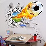 Hrph 3D Football Stickers Muraux PVC Décoration Maison pour Chambre d'Enfants Salon Canapé Fond Amovible Autocollant Mural 50 * 70cm