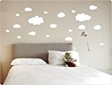I-love-wandtattoo 10248 sticker mural nuages "sticker mural décoratif pour chambre à coucher blanc