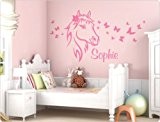 I-love-Wandtattoo 11591 Sticker mural motif cheval avec nom personnalisable, rose clair, 58 cm x 32 cm