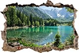 immense lac dans un paysage de montagne mur percée en 3D look, mur ou format vignette de la porte: 92x62cm, ...