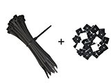 intervisio Serre-Câbles de Nylon 300 x 3,6mm Attache-Câble Colliers de Serrage Plastique / Rilsan / Noir / Lot de 100 ...