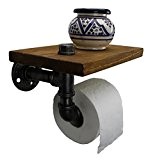 Irwost - Support papier toilette déco design industriel retro & steampunk avec étagère en tuyau