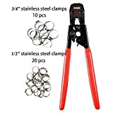 IWISS PEX CINCH Crimping Tool Crimper for Stainless Steel Clamps from 3/8to 1 with 1/2 20PCS and 3/4 10PCS SS ...
