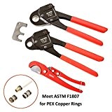 Iwiss Set of 2 PEX Crimper Crimping Tools with 1/2 & 3/4 Angle with Go-No Go Calibrate Gauge Tool One ...