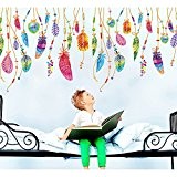 Japace® Créatif Plume Rêve Catcher Imperméable Stickers Muraux Art Décalcomanie pour Enfants Chambre