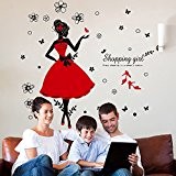 Japace® Danseuse Fille Imperméable Stickers Muraux Art Décalcomanie pour Chambre, Bureau, Dortoir, Magasin