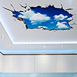 JAYSK stickers muraux en trois dimensions 3D stickers muraux plafond du salon auto-adhésif papier peint ciel créatif décoré et nuages ...