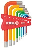 Jeu de clés Allen INBUS® 70259 codage couleur court métrique 9 pièces 1,5 - 10 mm | Made in Germany | ...