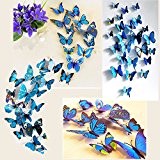Jzk® 12 Pièces de Papillons 3D décorations ornements autocollants de mur peint Papillon Aimant