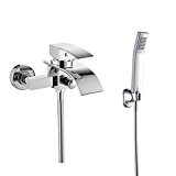 Kinse® Robinet de baignoire en laiton cascade avec douche à main Salle de bains monté Douchette
