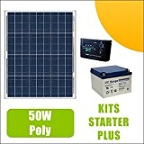 Kit panneau solaire 50W 12V avec régulateur 5A et batterie