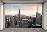 Komar 8–916 Lot de 8 panneaux muraux Motif Paysage urbain 368 x 254 cm "Penthouse trompe l'oeil Gratte-ciels de New York City" – Pastel