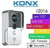 KONX® 2016 Doorbell Interphone Portier Video IP Réseau Wifi RJ45 + Relais porte Synthèse Vocale FR + Sonnette 433Mhz