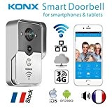 KONX® Doorbell Interphone Portier Video IP Réseau Wifi RJ45 + Relais porte Synthèse Vocale FR