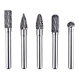 Kuman 5Pcs 6X8MM Head Tungsten Rotary Point Carbide Burrs For Rotary Drill Die Grinder Carving Bit KLC01