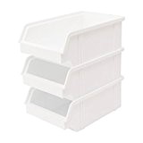 Lantelme 3936 Lot de 10-pile-boîte de rangement empilable en plastique blanc