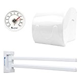 Lantelme Thermomètre de bain 6376 salle de bain accessoires 3 pièces avec porte-serviette – Porte-papier toilette et en couleur blanc
