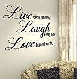 Live Every Moment, Laugh Every Day, Love Beyond Words – Maison vie famille Amour mur citation Sticker Stickers en vinyle DIY ART ...