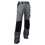 LMA - Pantalon de travail coton majoritaire avec poches genouillères, Plomb - Coloris Beige / Noir - Taille 42
