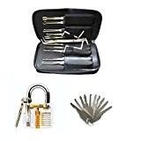 Lockmall 24pcs Titanize Style Lock Opener Kit+ 10pcs Jiggler Car Key+ Transparent Padlock for Locksmith Practice Tool