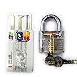 Lockmall Transparent Padlock with Credit Crad Lock Pick Set for Player Training