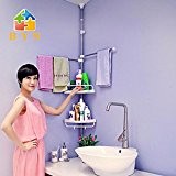 Lookshop® Etagère de coin à crémaillère pour salle de bain en inox ( longueur 2 m )