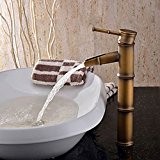 Lookshop® Mitigeur de lavabo, imitation style bambou, fini en laiton brossé