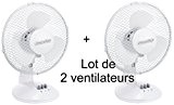 Lot de 2 Ventilateurs | Mesko Ventilateur de Table silencieux et oscillant | Diamètre de 23 cm | 2 vitesses