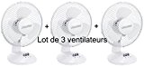 Lot de 3 Ventilateurs | Mesko Ventilateur de Table silencieux et oscillant | Diamètre de 23 cm | 2 vitesses