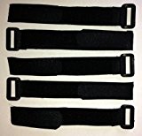 Lot de 5-Noir-avec crochet et boucle attache-câble en réutilisables sangles 2,5 cm X 30 cm 5 pcs - noir