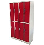 Lüllmann Armoire vestiaire Armoire à casiers 8 compartiments Rouge (185 x 90 x 45 cm)