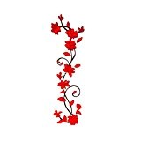 MagiDeal Autocollants Muraux Floral en Acrylique Sticker Décoratif Intérieur - Rouge