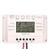 MagiDeal Contrôleur de Charge Régulateur de Batterie Panneau Solaire Temps Lumière LCD 10A MPPT