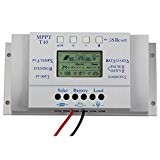MagiDeal Régulateur de Panneau Solaire Contrôleur de Charge LCD 3 Minuterie 40A 12V / 24V