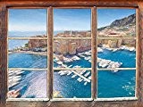 magnifique côte de Monaco effet de crayon Art Fenêtre en 3D look, mur ou format vignette de la porte: 92x62cm, ...