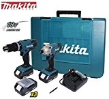 Makita DK18015 Kit Perceuse à percussion + Visseuse à chocs + Batterie lithium de rechange 18 V